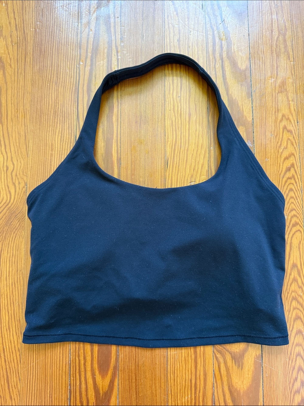 Athleta Black Halter Cropped Bra Top